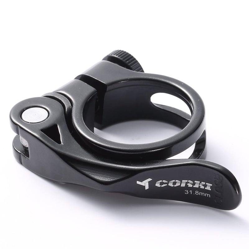 Corki Cycles 31.8MM Quick Release Bicycle Seatpost Clamp, Sandblasting Anodised Aluminum Alloy Black KC89 - Image 1